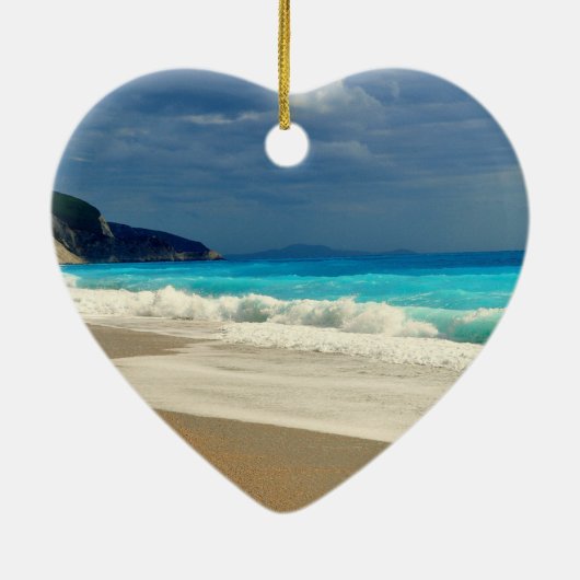 美しいターコイズブルーシートロピカルフォト セラミックオーナメント (裏面)