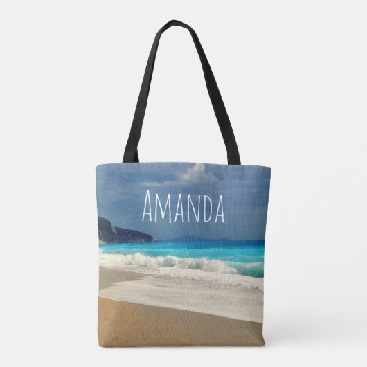 美しいターコイズブルーシートロピカルフォト トートバッグ (裏面)