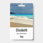 美しいターコイズブルーシートロピカルフォト バッジ (裏面)