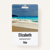 美しいターコイズブルーシートロピカルフォト バッジ (正面)