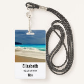 美しいターコイズブルーシートロピカルフォト バッジ (裏面ランヤード)