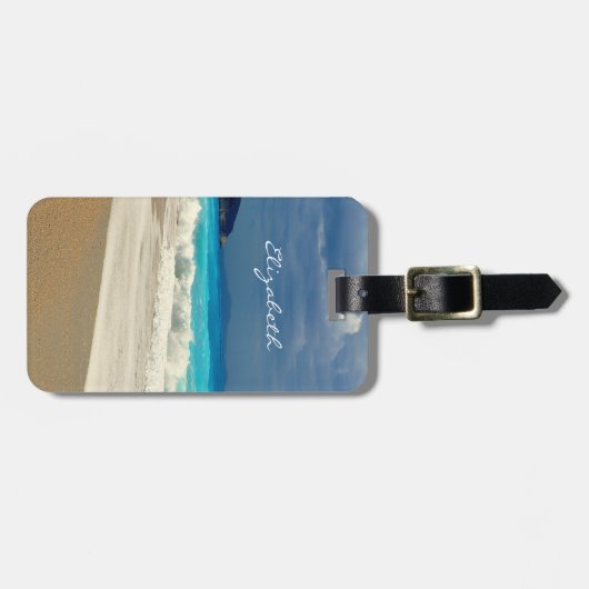 美しいターコイズブルーシートロピカルフォト ラゲッジタグ (正面横)