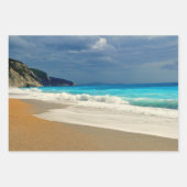 美しいターコイズブルーシートロピカルフォト ラッピングペーパーシート (正面3)