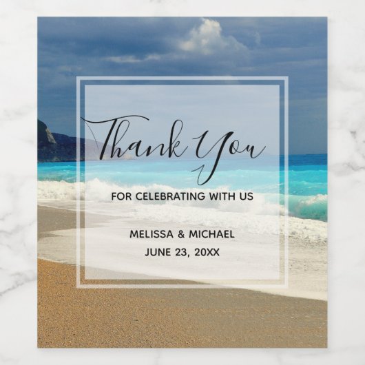 美しいターコイズブルーシートロピカルフォト ワインラベル (シングルラベル)