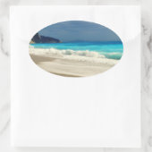 美しいターコイズブルーシートロピカルフォト 楕円形シール (バッグ)