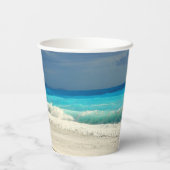 美しいターコイズブルーシートロピカルフォト 紙コップ (裏面)
