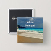 美しいターコイズブルーシートロピカルフォト 缶バッジ (正面&裏面)