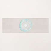 美しいターコイズブルーロータスマンダラ ヨガマット (裏面(横))