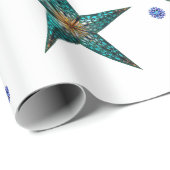 美しいターコイズホリデースターオンホワイト ラッピングペーパー (ロールコーナー)