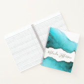 美しいターコイズ抽象芸術名前をカスタムする ノートブック (内部)