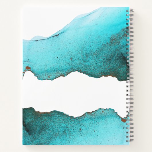 美しいターコイズ抽象芸術名前をカスタムする ノートブック (裏面)