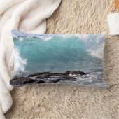 美しいターコイズ波腰枕 ランバークッション (ブランケット)