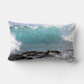 美しいターコイズ波腰枕 ランバークッション (裏面)