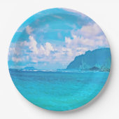 美しいターコイズ海波 ペーパープレート (正面)