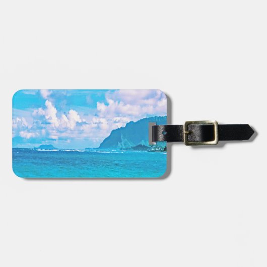 美しいターコイズ海波 ラゲッジタグ (正面横)