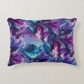 美しいターコイズ&ピンク抽象芸術パターン | アクセントクッション (正面)