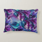 美しいターコイズ&ピンク抽象芸術パターン | アクセントクッション (裏面)