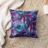 美しいターコイズ&ピンク抽象芸術パターン | クッション (ブランケット)