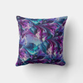 美しいターコイズ&ピンク抽象芸術パターン | クッション (裏面)