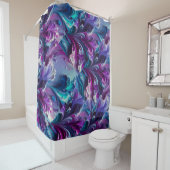 美しいターコイズ&amp;ピンク抽象芸術パターン | シャワーカーテン (インサイチュ)