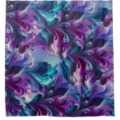 美しいターコイズ&amp;ピンク抽象芸術パターン | シャワーカーテン (正面)