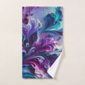 美しいターコイズ&ピンク抽象芸術パターン | バスタオルセット (ハンドタオル)