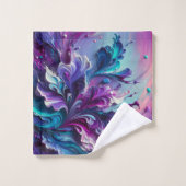 美しいターコイズ&ピンク抽象芸術パターン | バスタオルセット (ウォッシュタオル)