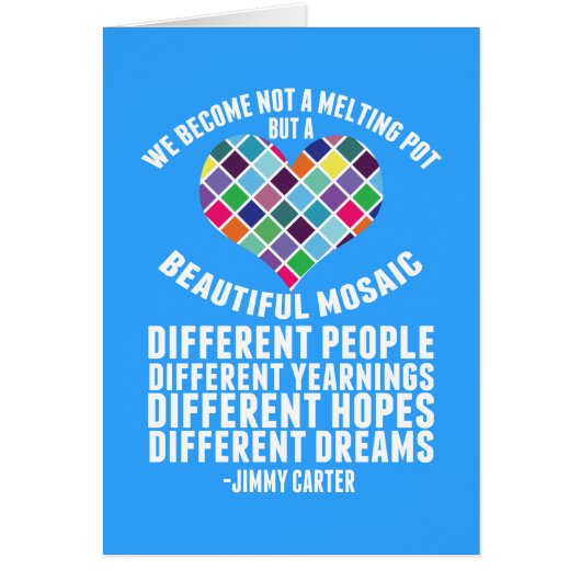 美しいダイバーシティモザイク引用文Immigratioカード (正面)