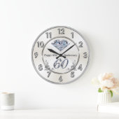 美しいダイヤモンド結婚60周年時計 ラージ壁時計 (ホーム)