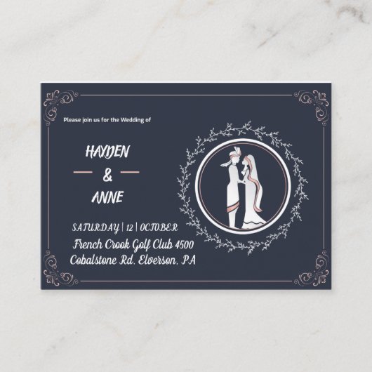 美しいダスティウェディングの招待状 エンクロージャーカード (正面)