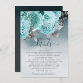 美しいダスティブルー結婚フローラ詳細 エンクロージャーカード (正面/裏面)