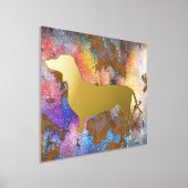 美しいダックスシャンドシルエットフォイルプリント 箔ポスター (レイダウン)