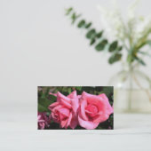 美しいダブルパーフェクトホットピンクのバラ花 名刺 (スタンド正面)