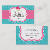 美しいダマスク織のカップケーキの名刺 名刺 (正面/裏面)
