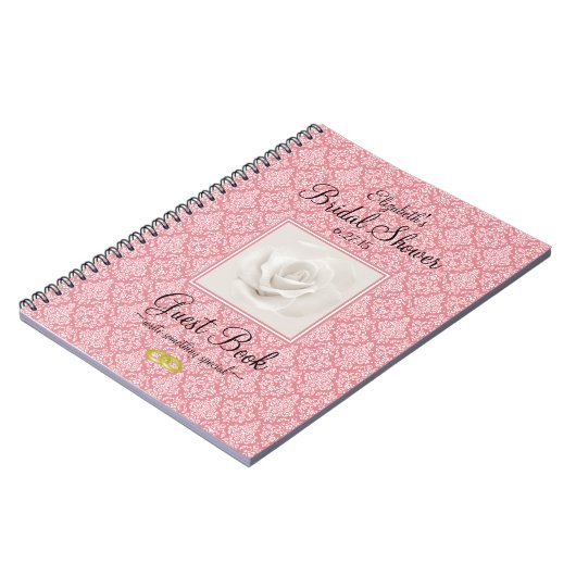 美しいダマスク織のブライダルシャワーの来客名簿- ノートブック (左側)