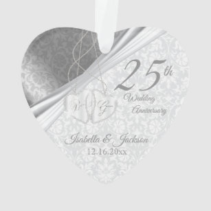 美しいダマスク織-第25銀製の結婚記念日 オーナメント