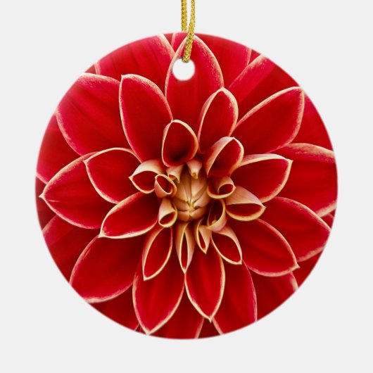 美しいダリアの花の花びらのデザイン セラミックオーナメント (正面)