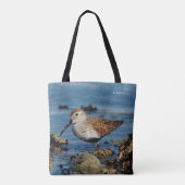 美しいダンリンサンドパイパーがソロにビーチ トートバッグ (裏面)