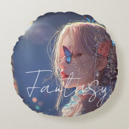 美しいダークファンタジーの少女 ラウンドクッション