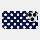 美しいダークブルーとビッグスタイリッシュ水玉模様 Case-Mate iPhoneケース (裏面 (横))