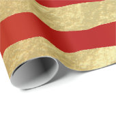 美しいダークレッドとゴールドフォイルのストライプ ラッピングペーパー (ロールコーナー)