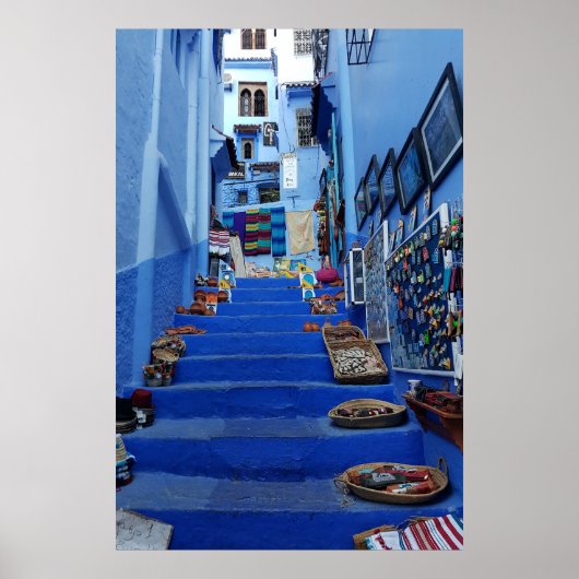 美しいチェフチャウエンザブルーモロッコシティ ポスター (正面)