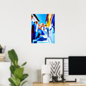 美しいチェフチャウエンモロッコブルーシティアポップ・アートのート ポスター (ホームオフィス)