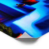 美しいチェフチャウエンモロッコブルーシティアポップ・アートのート ポスター (角)