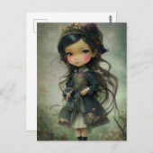 美しいチビ（小さくかわいく書いた感じ）かわいいスタイルガールアート ポストカード (正面/裏面)