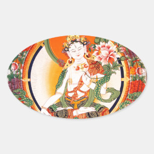 美しいチベットの仏教の芸術 楕円形シール