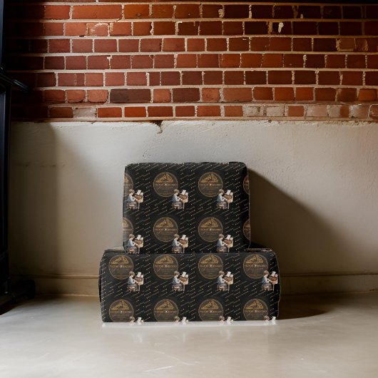 美しいチャイルドピアノビクターレコード黒青銅 ラッピングペーパー