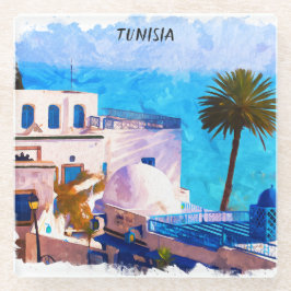 美しいチュニジアパノラマビュー ガラスコースター