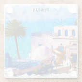 美しいチュニジアパノラマビュー ガラスコースター (裏面)