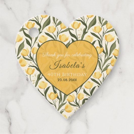美しいチューリップの花 大人の誕生日 フェイバータグ (正面)